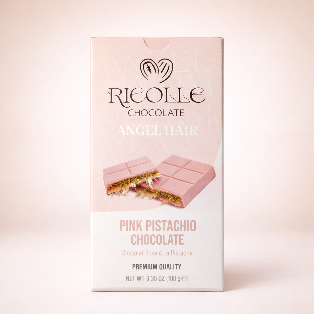 Ricolle Chocolate - Angel Hair Pink Pistachio Large 180g